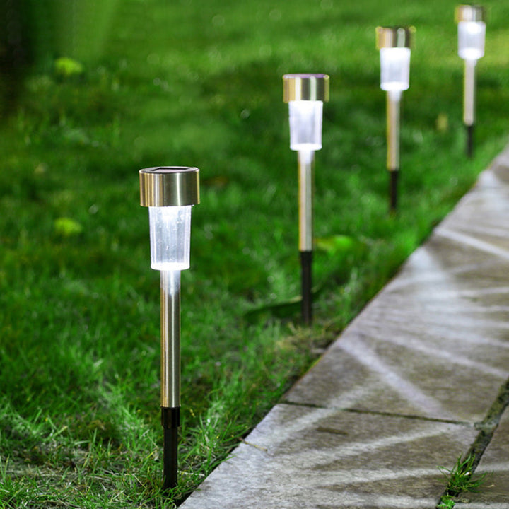 Moderner minimalistischer wasserdichter solarzylindrischer Kunststoff-Edelstahl-LED-Landschaftslicht für den Garten | Karnz