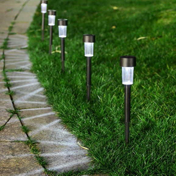 Moderner minimalistischer wasserdichter solarzylindrischer Kunststoff-Edelstahl-LED-Landschaftslicht für den Garten | Karnz