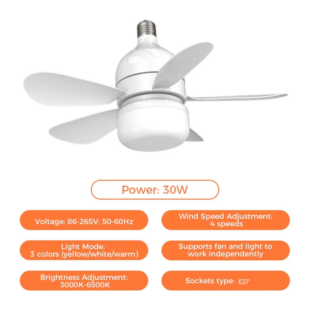 2-in-1 LED-Deckenventilatorlicht mit Fernbedienung, E27/B22-Basis | Karnz