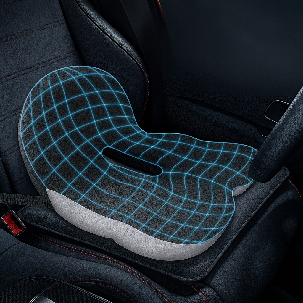 Lenden- & Steißbeinschmerzlinderung – Memory Foam Rutschfeste Unterstützung – Büro Auto Zuhause Nutzung Karnz