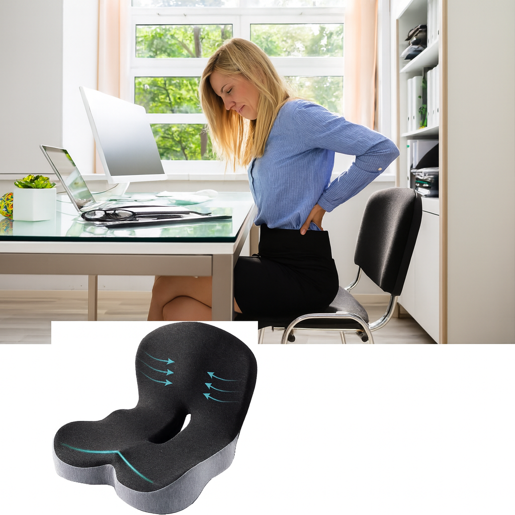Lenden- & Steißbeinschmerzlinderung – Memory Foam Rutschfeste Unterstützung – Büro Auto Zuhause Nutzung Karnz