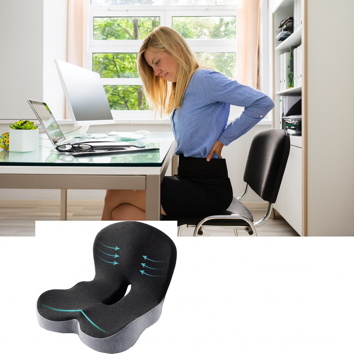 Lenden- & Steißbeinschmerzlinderung – Memory Foam Rutschfeste Unterstützung – Büro Auto Zuhause Nutzung Karnz