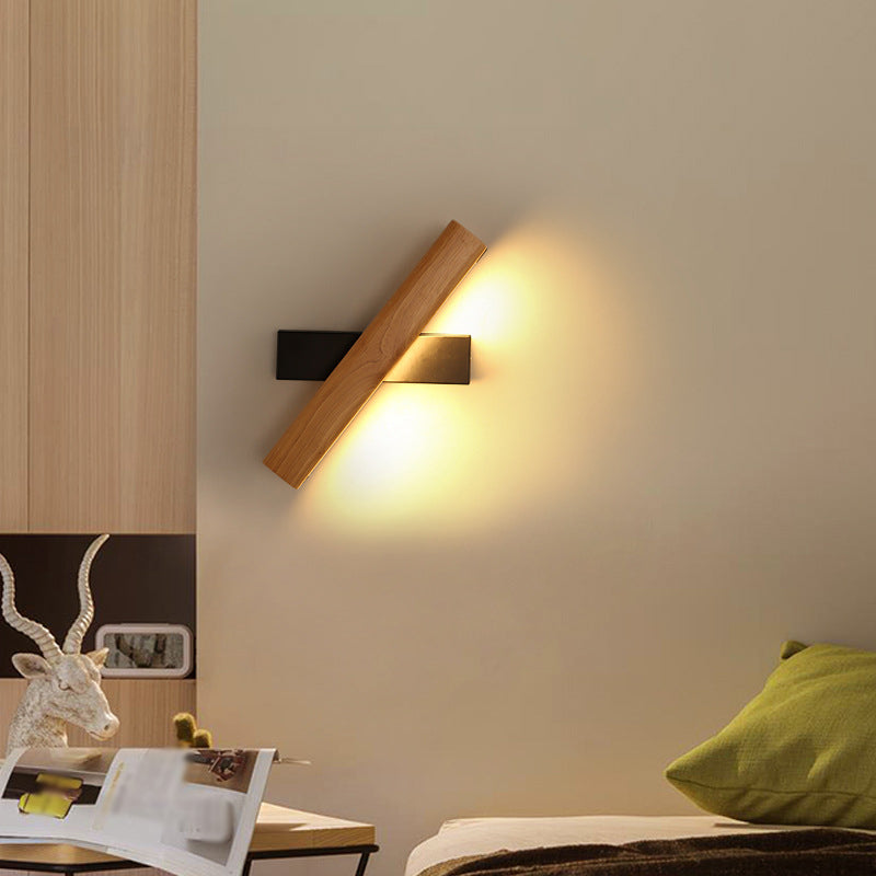 Lineare Lese-Wandleuchte Moderne Holz Rotierbare LED Schlafzimmer Wandleuchte Beleuchtungseinrichtung | Karnz