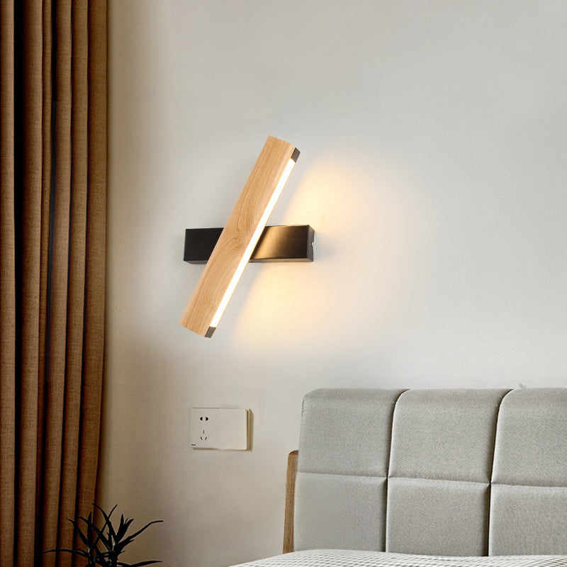 Lineare Lese-Wandleuchte Moderne Holz Rotierbare LED Schlafzimmer Wandleuchte Beleuchtungseinrichtung | Karnz