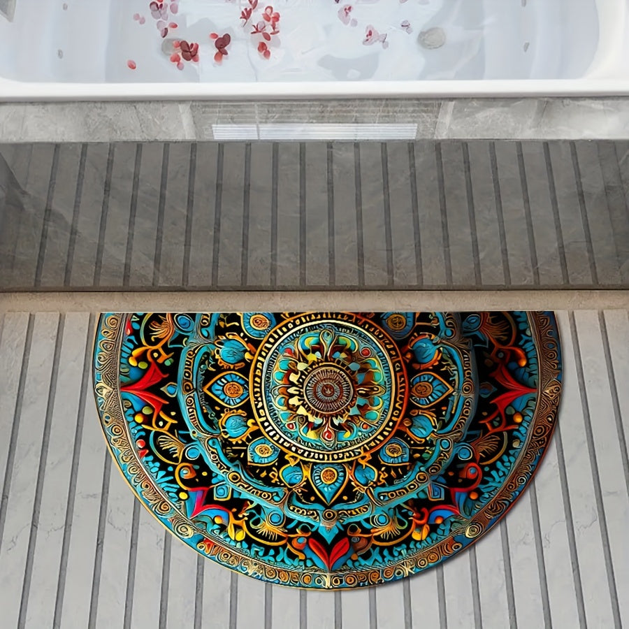 Fußmatte, halbrunder Teppich mit Mandala-Muster
