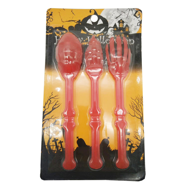 Halloween-Besteck-Set aus flexiblem Kunststoff mit Skeletthand-Design