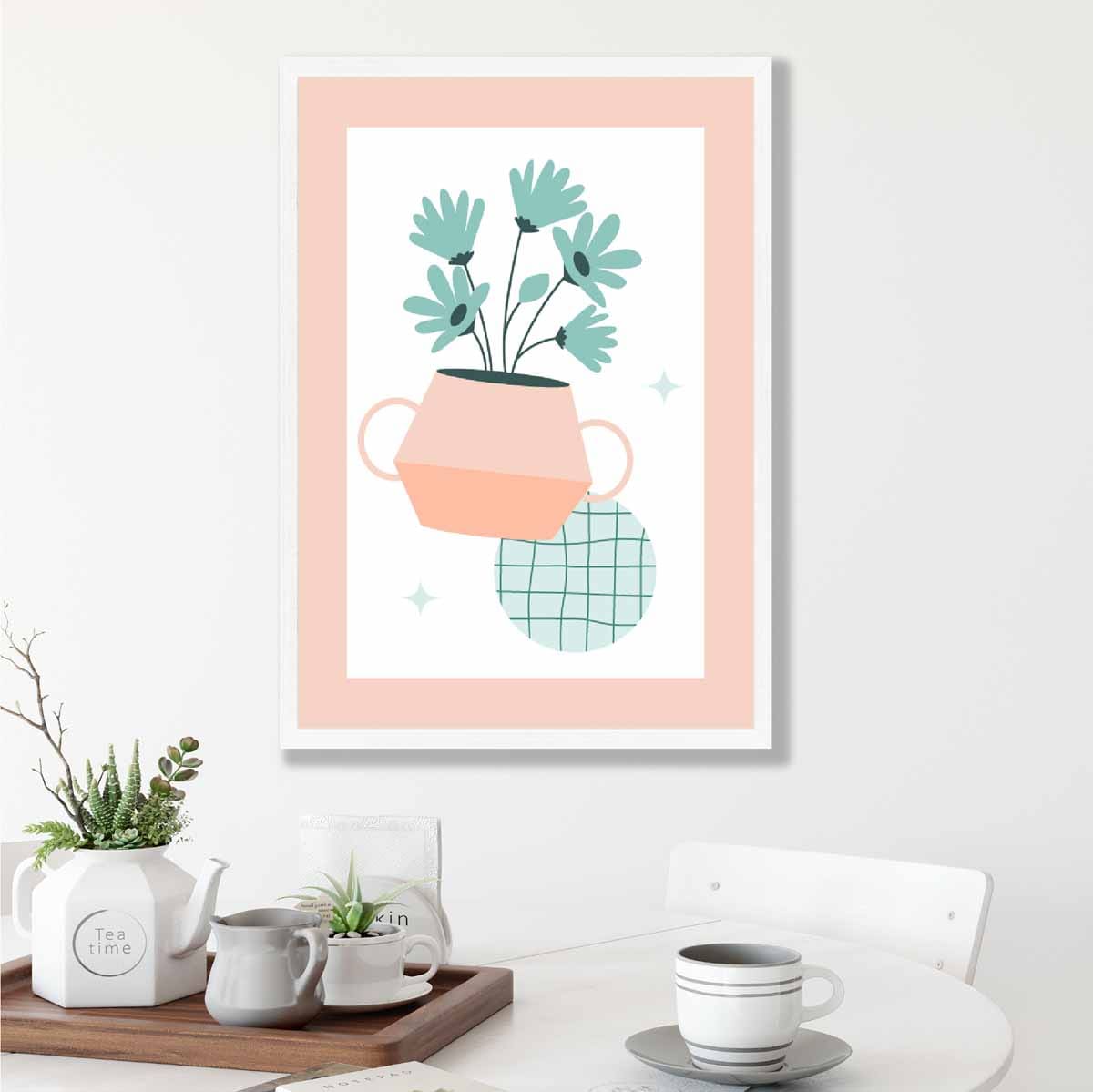 Boho-Küche Pastellfarben Rosa Blau Poster Nr. 1