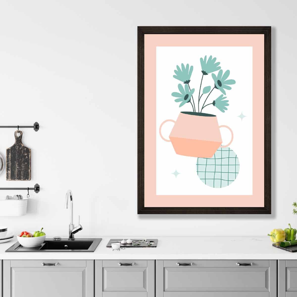 Boho-Küche Pastellfarben Rosa Blau Poster Nr. 1