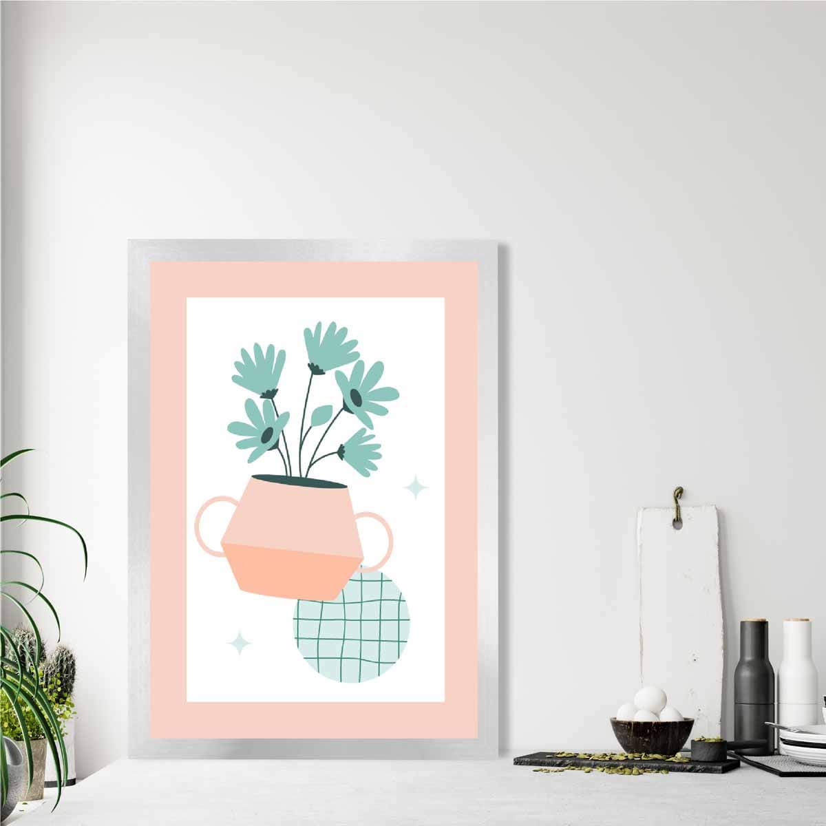 Boho-Küche Pastellfarben Rosa Blau Poster Nr. 1