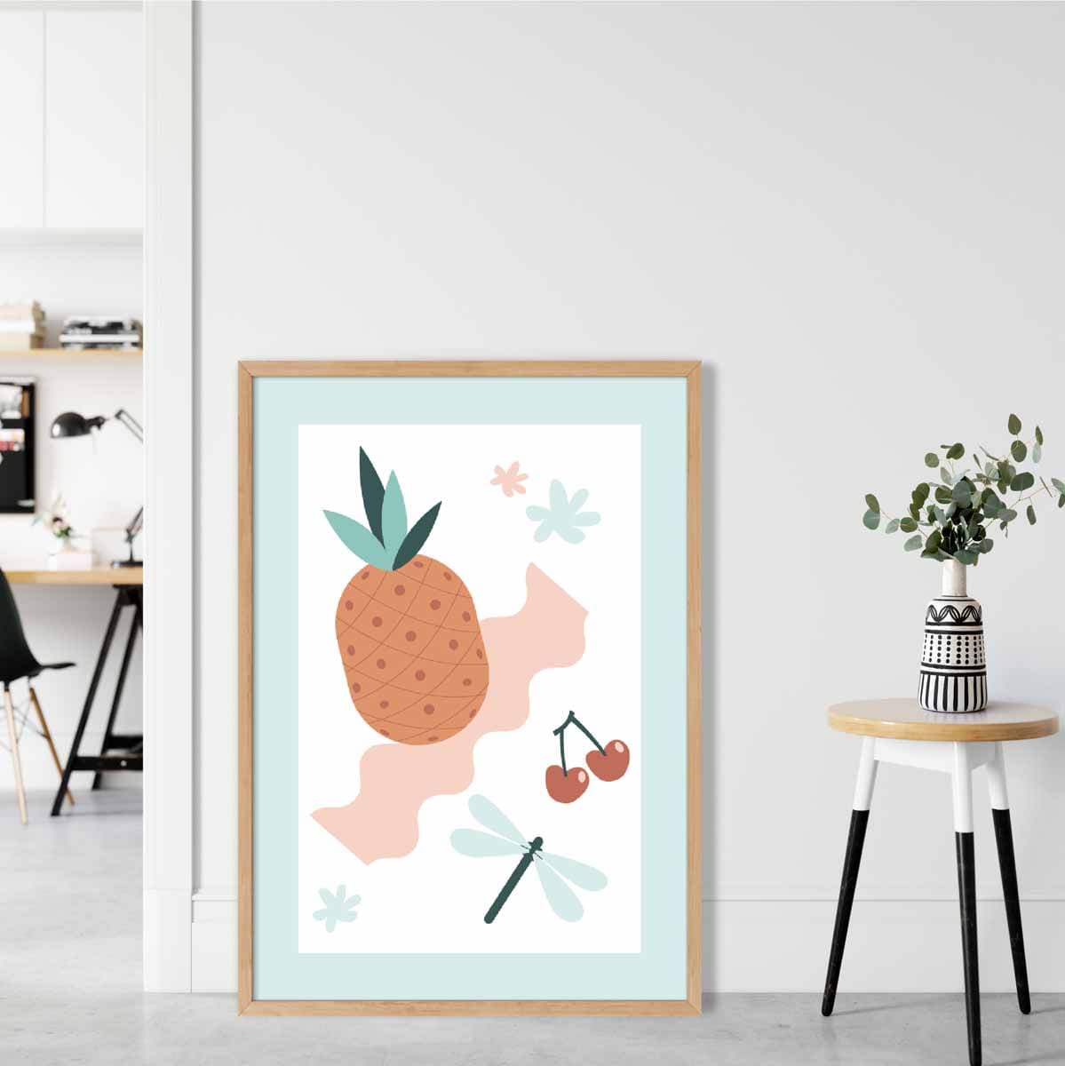 Boho-Küchenposter in Pastellrosa und Blau Nr. 2