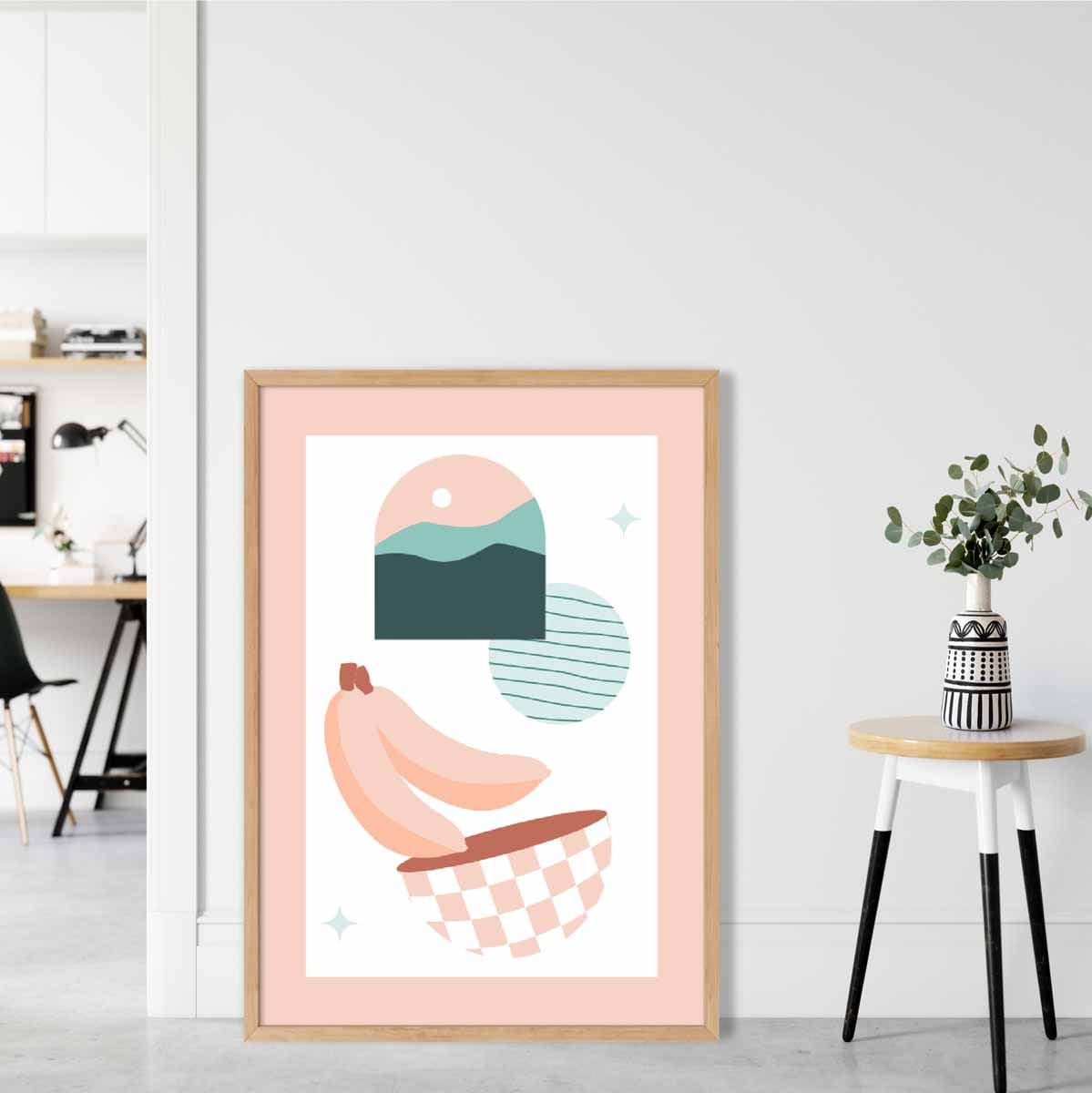Boho-Küchenposter in Pastellrosa und Blau Nr. 3