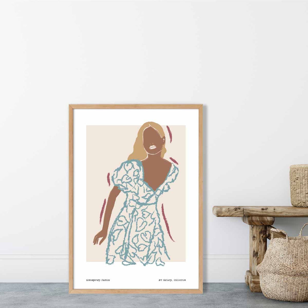 Poster Nr. 2: Zeitgenössische Modeskizze einer Frau