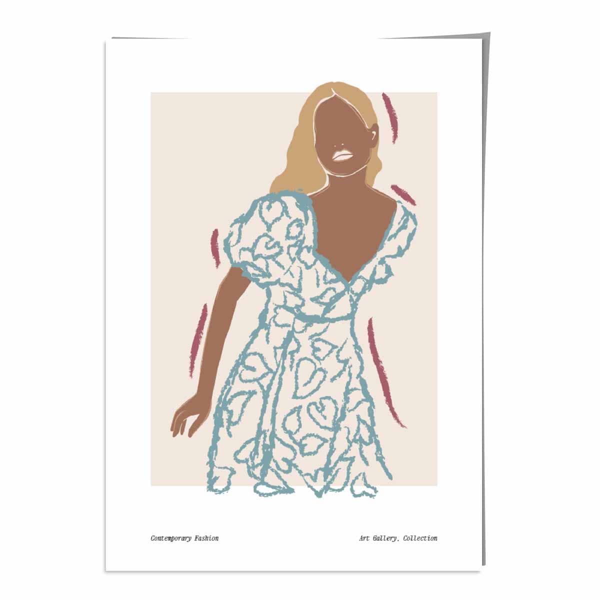 Poster Nr. 2: Zeitgenössische Modeskizze einer Frau