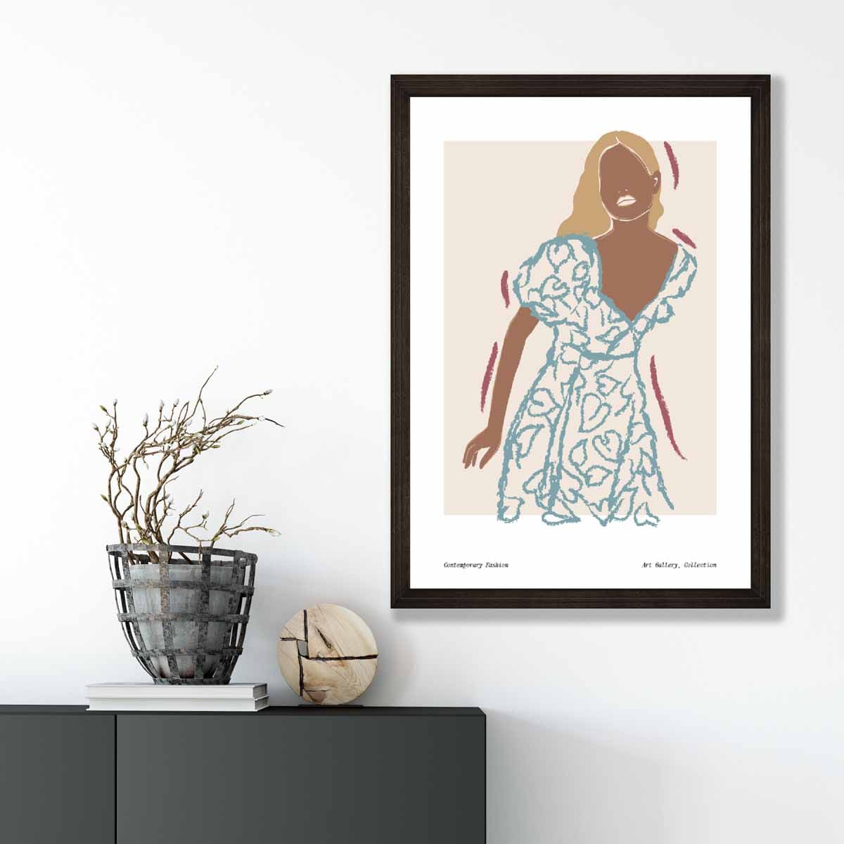 Poster Nr. 2: Zeitgenössische Modeskizze einer Frau