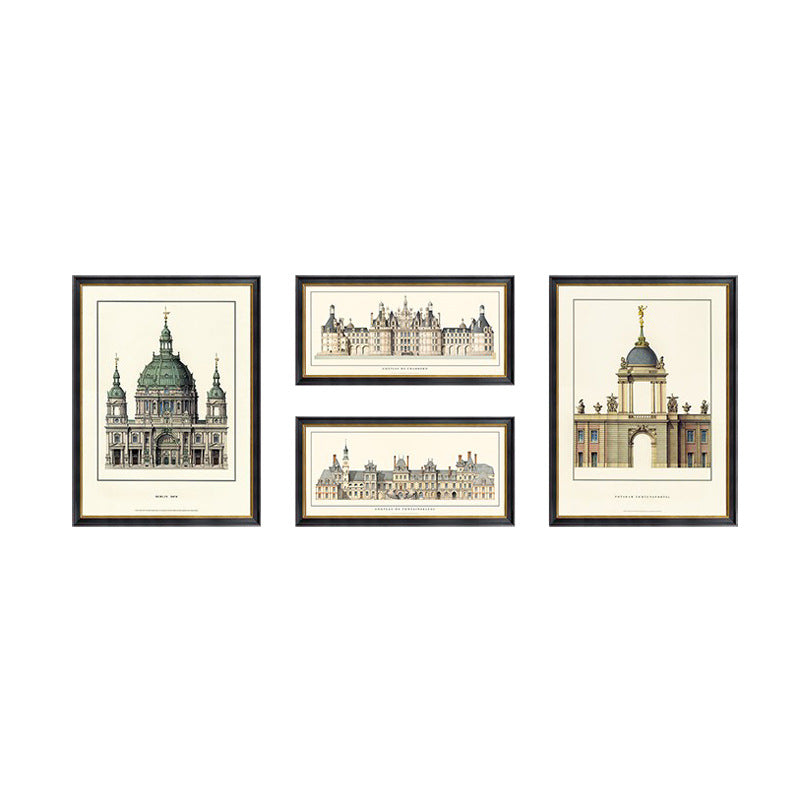 Vintage Architektonischer Druck Wanddekoration Set