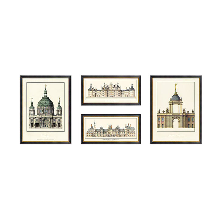 Vintage Architektonischer Druck Wanddekoration Set