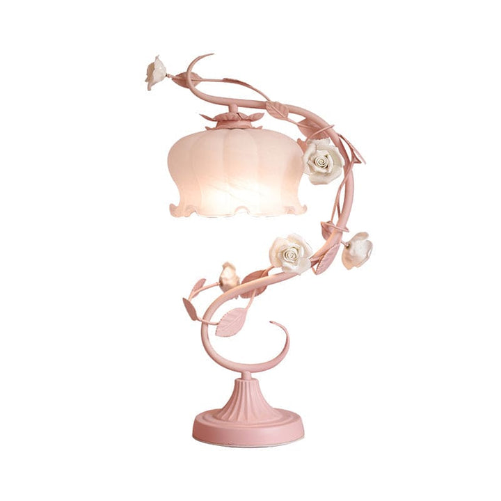 RoseLux - Handgefertigte Keramik-Rosen-Tischlampe | Pastoral Stil Ambientebeleuchtung | Karnz