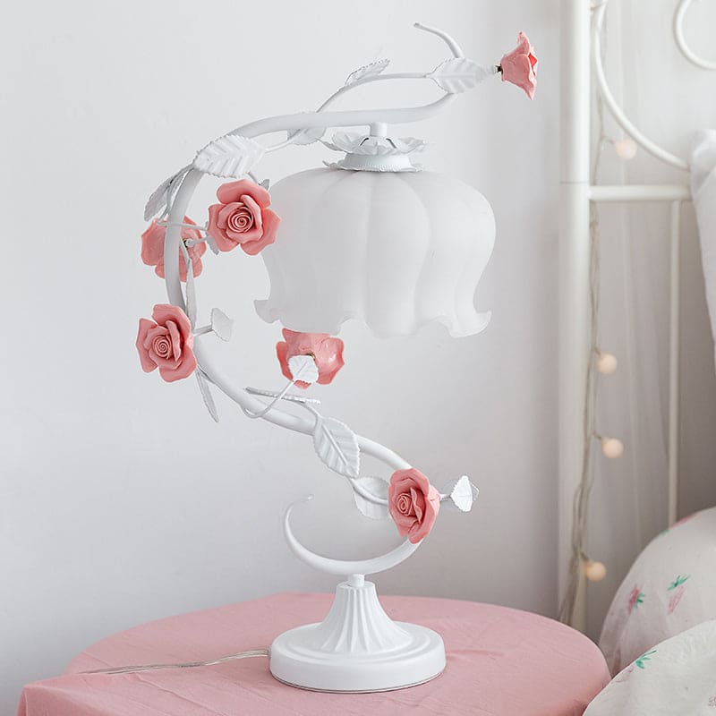 RoseLux – Handgefertigte Keramik-Rosen-Tabowlite-Lampe | Stimmungsbeleuchtung im Landhausstil
