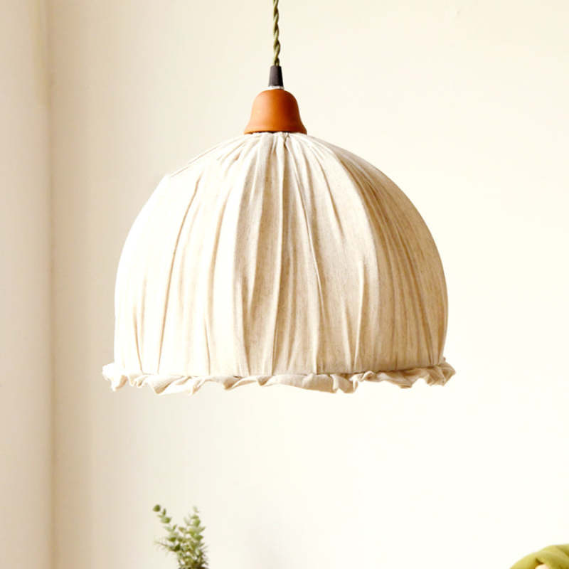 EcoLume - Minimalistische skandinavische LED Pendelleuchte Beige Stoffschirm, verstellbar für Wohnzimmer und Esszimmer | Karnz