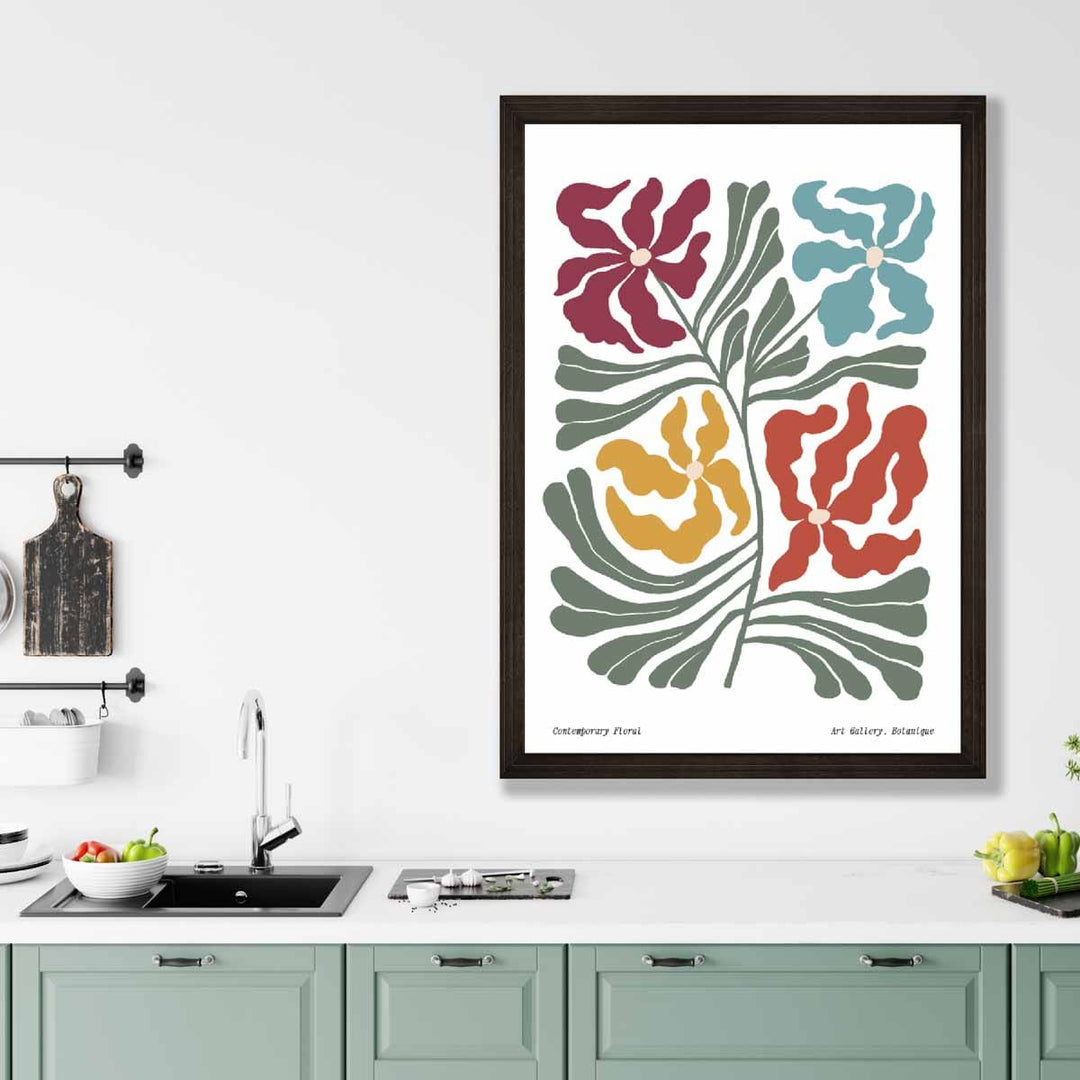 Zeitgenössisches Boho-Blumenposter Nr. 1 Botanisch