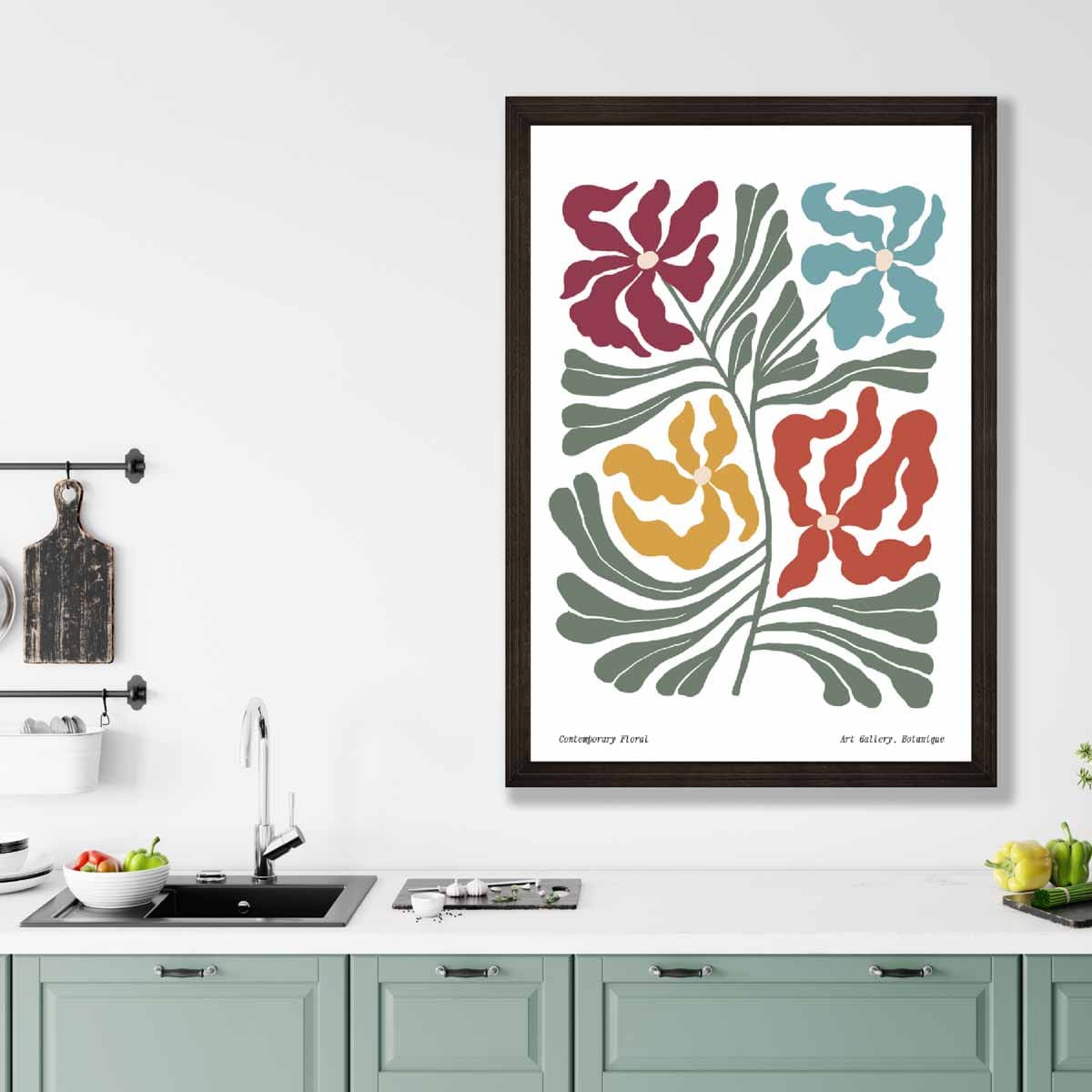 Zeitgenössisches Boho-Blumenposter Nr. 1 Botanisch