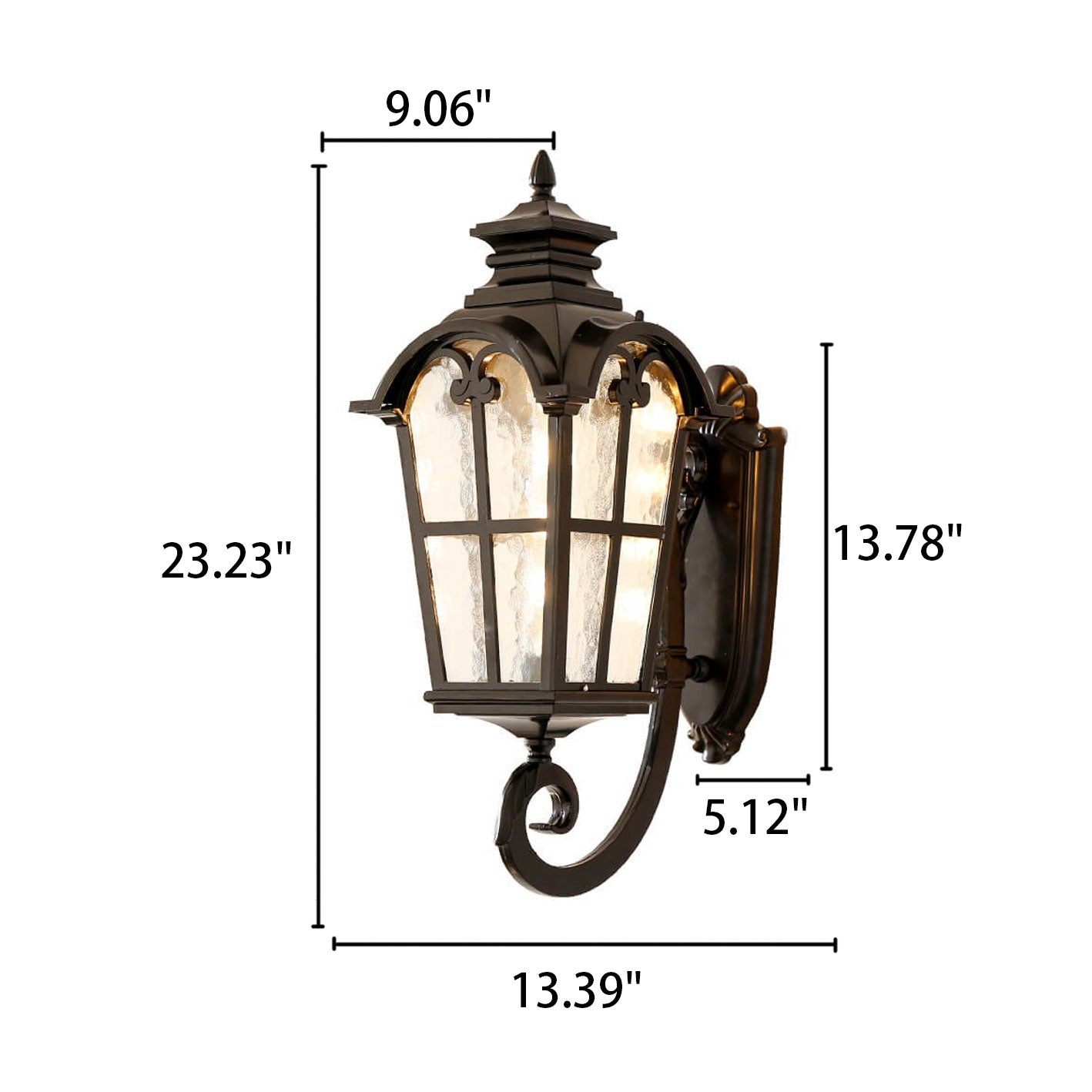 Europäische Retro-Wandlaterne aus Glas und Aluminium, wasserdicht, für den Außenbereich, 1-flammig