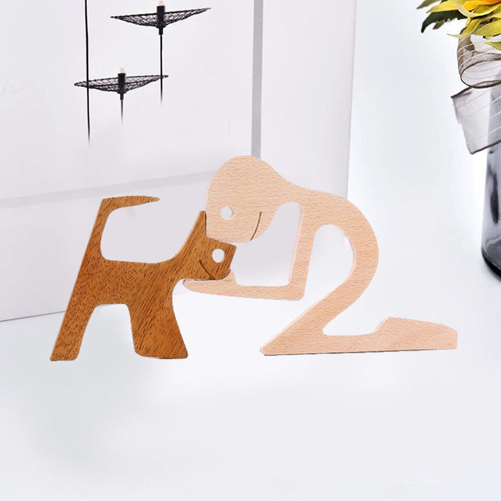 Geschenk Für Tierliebhaber - Holzskulptur Tischornamente - Die Liebe Zwischen Dir Und Deinem Fellfreund | Karnz