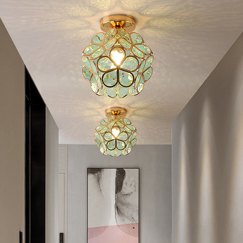 Künstlerische Glasschlussleuchte mit floralem Muster - FlowerHall | Karnz