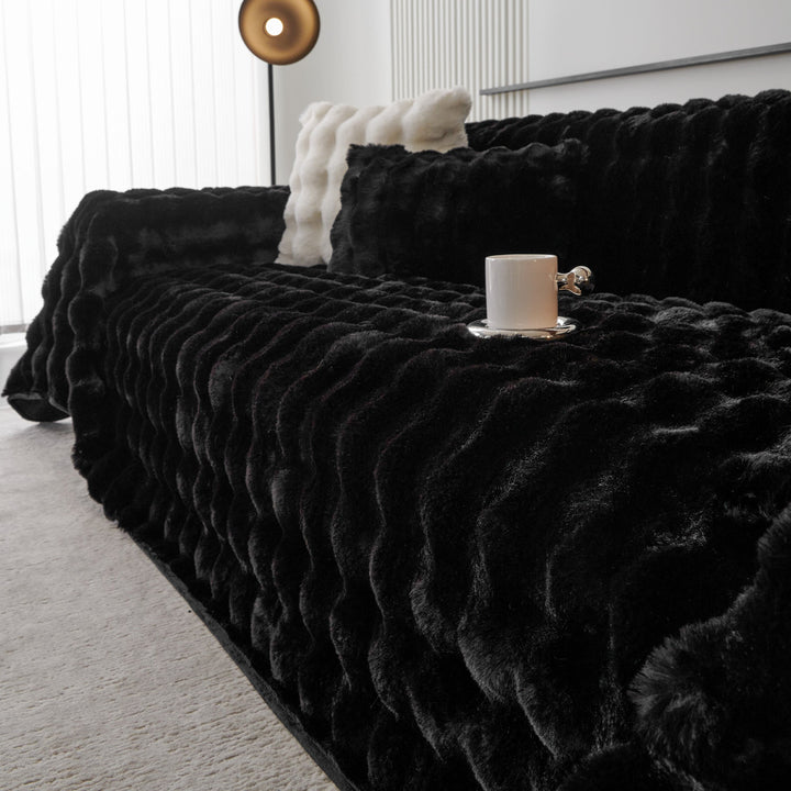 Luxe Ripple Faux Fur Sofa Cover - Modern, Stylisch & Langlebig Sofa Schutz | Karnz