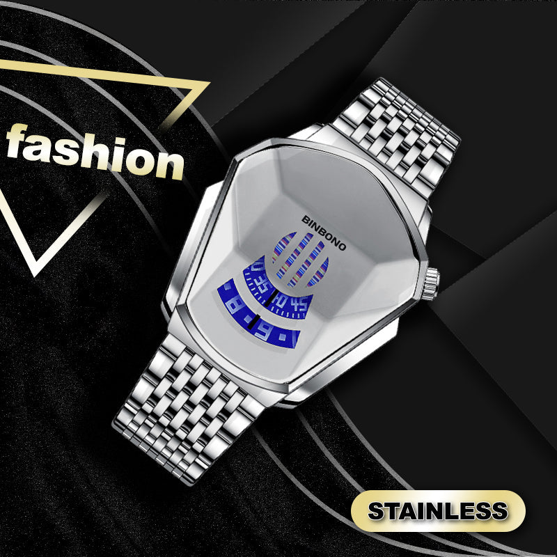 Herren-Quarzuhr im Diamant-Stil