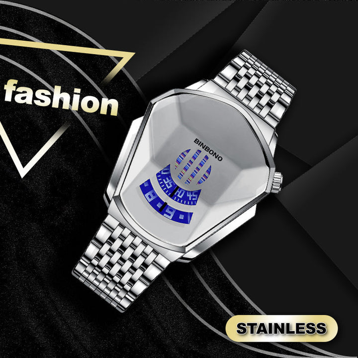 Herren-Quarzuhr im Diamant-Stil