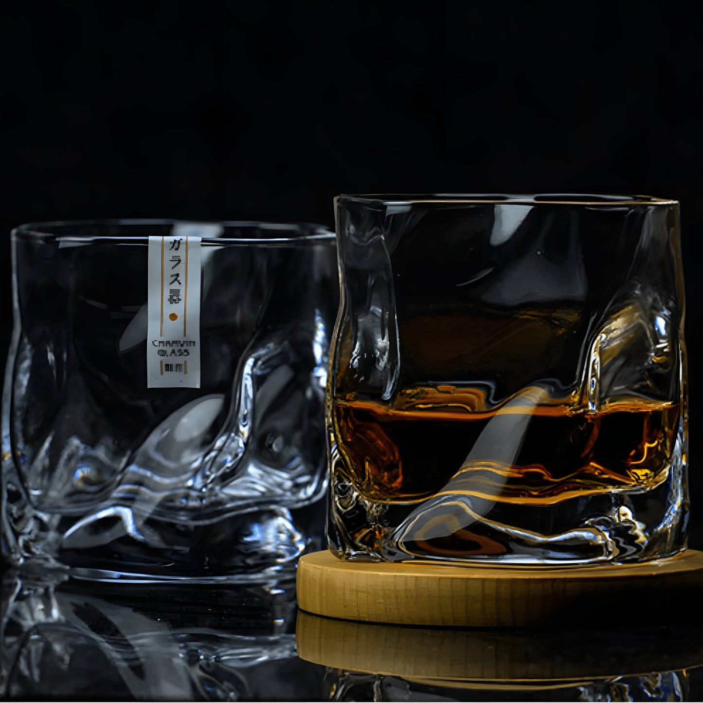 Whiskyglas im Edo-Kiriko-Stil – handgeschliffen mit einzigartigem Crumple-Design