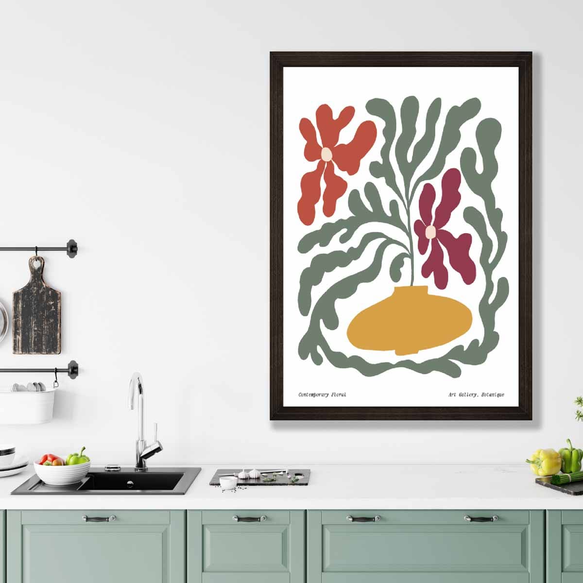 Zeitgenössisches Boho-Blumenposter Nr. 2 Botanisch