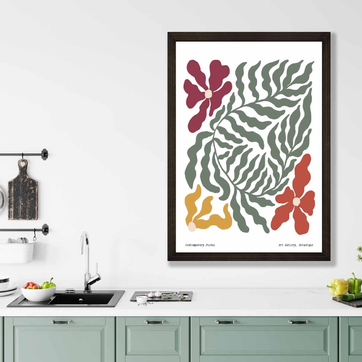 Zeitgenössisches Boho-Blumenposter Nr. 6 Botanisch
