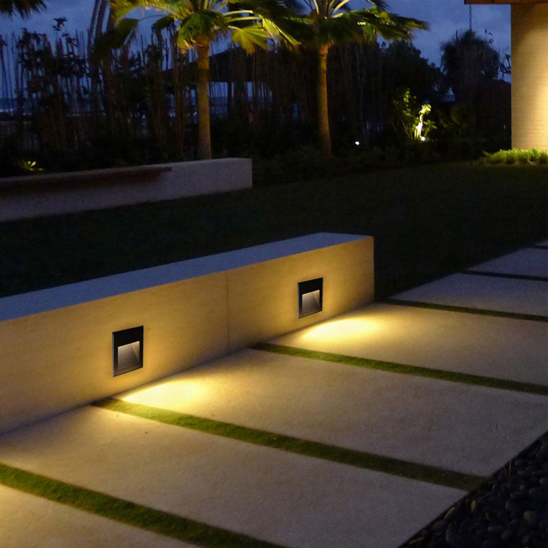 Aluminium viereckige eingelassene Wandlampe minimalistisch schwarze LED Fußlicht für Treppen | Karnz