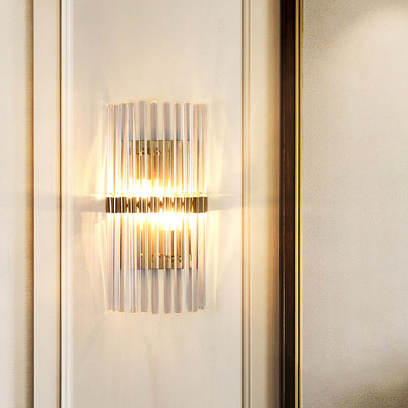 Zeitgenössische Säulenwandleuchte Kristall 2 Köpfe Wohnzimmer Wandlampen in Gold | Karnz