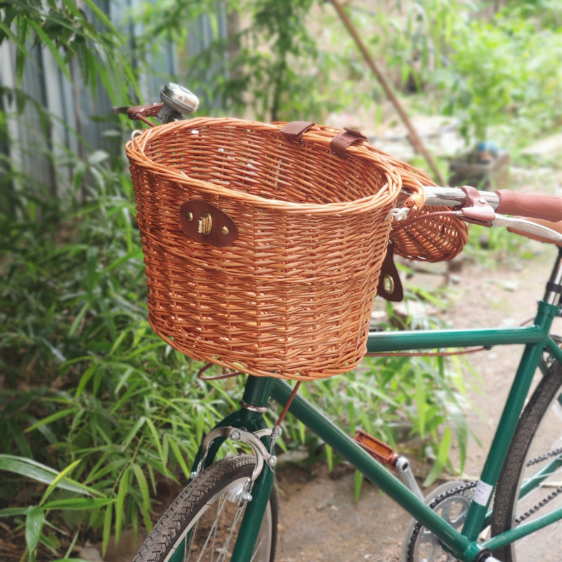 gewebter Rattan-Fahrrad-Vorderrkorb mit Schnellverschluss-Befestigungssystem Karnz