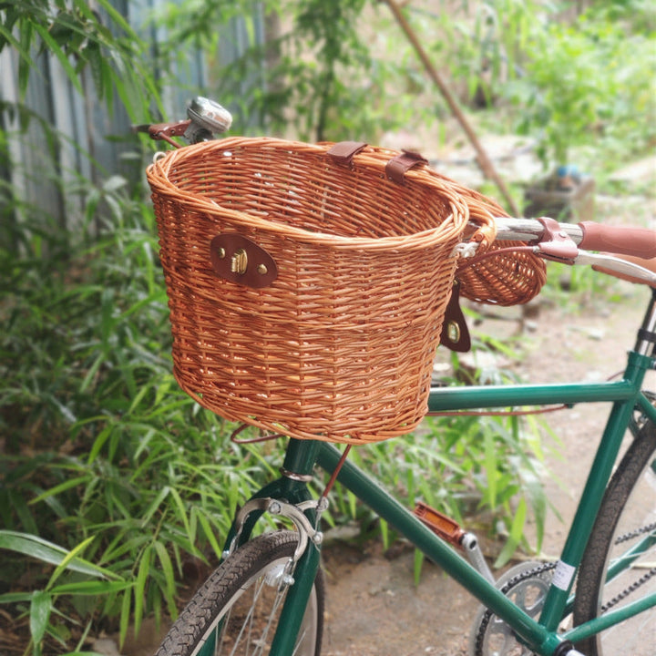 gewebter Rattan-Fahrrad-Vorderrkorb mit Schnellverschluss-Befestigungssystem Karnz