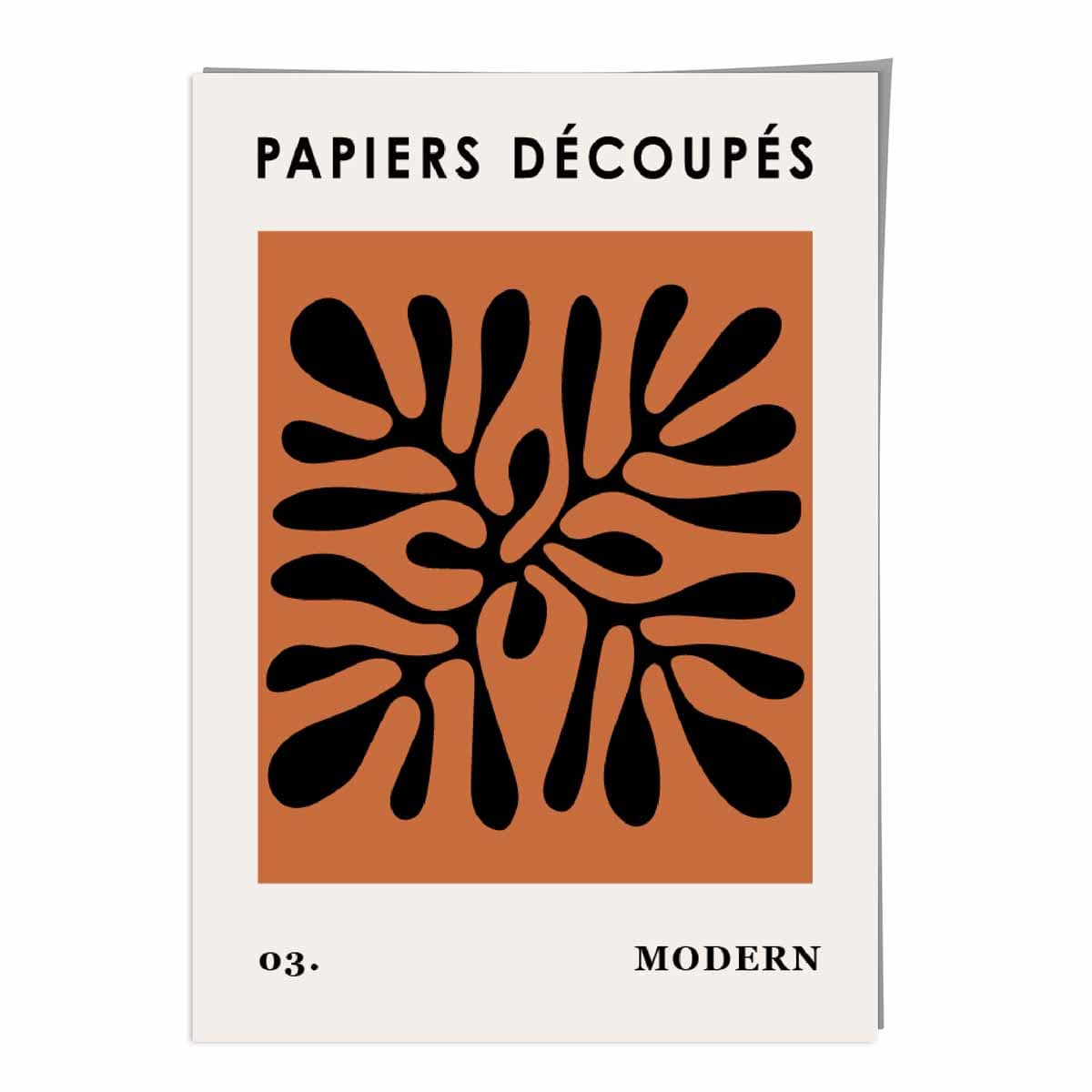 Abstraktes Blumenposter in Dunkelorange und Schwarz Nr. 3