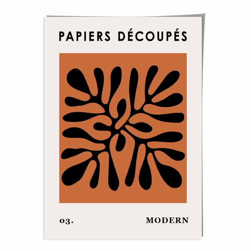 Abstraktes Blumenposter in Dunkelorange und Schwarz Nr. 3