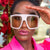 Damen oversized Sonnenbrille mit markantem Leopardenmuster Karnz