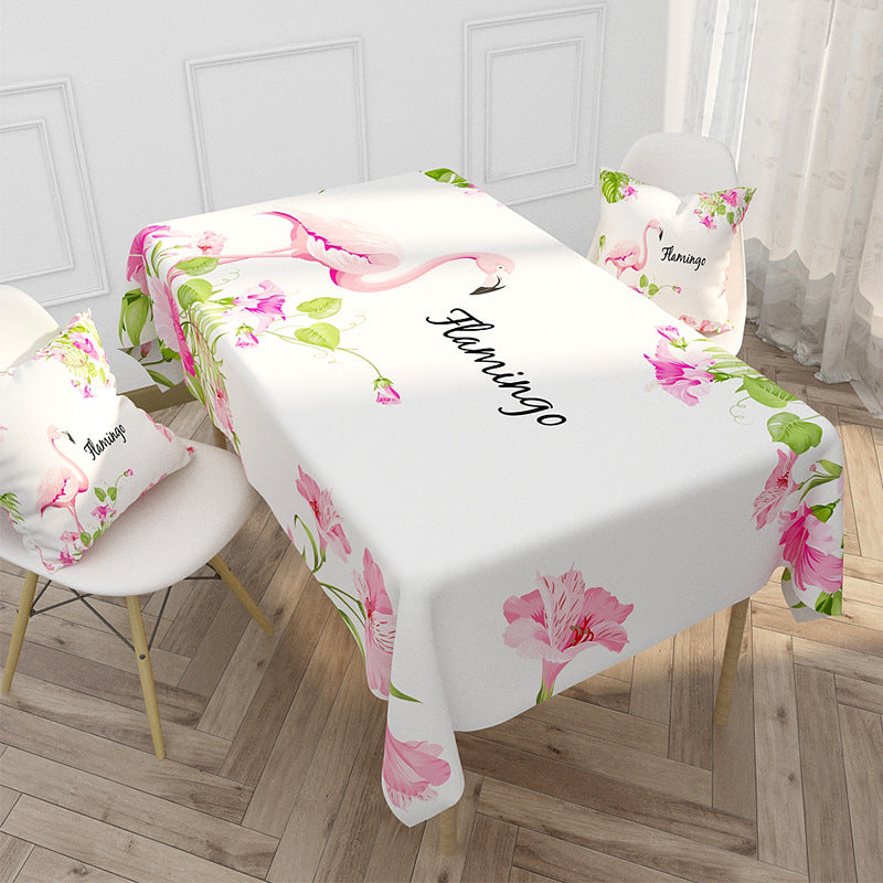 Floral bedrucktes Tischdecken- und Kissenbezug-Set