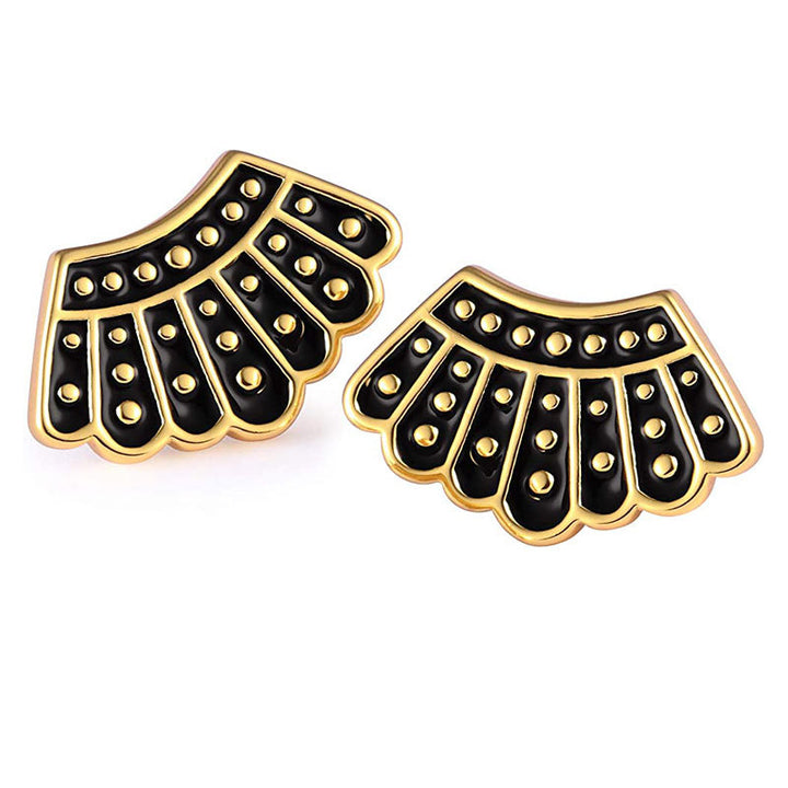 Elegante Gold- und Schwarze Fächerförmige Ohrringe Karnz