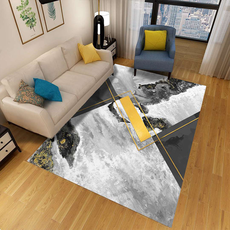 Minimalist 3D Geometrischer Teppich Mehrfarbiger Polypropylen Bereichsteppich Haustierfreundlich Rutschfest Maschinenwaschbarer Teppich für Große Räume