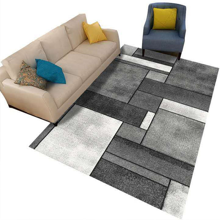 Minimalist 3D Geometrischer Teppich Mehrfarbiger Polypropylen Bereichsteppich Haustierfreundlich Rutschfest Maschinenwaschbarer Teppich für Große Räume