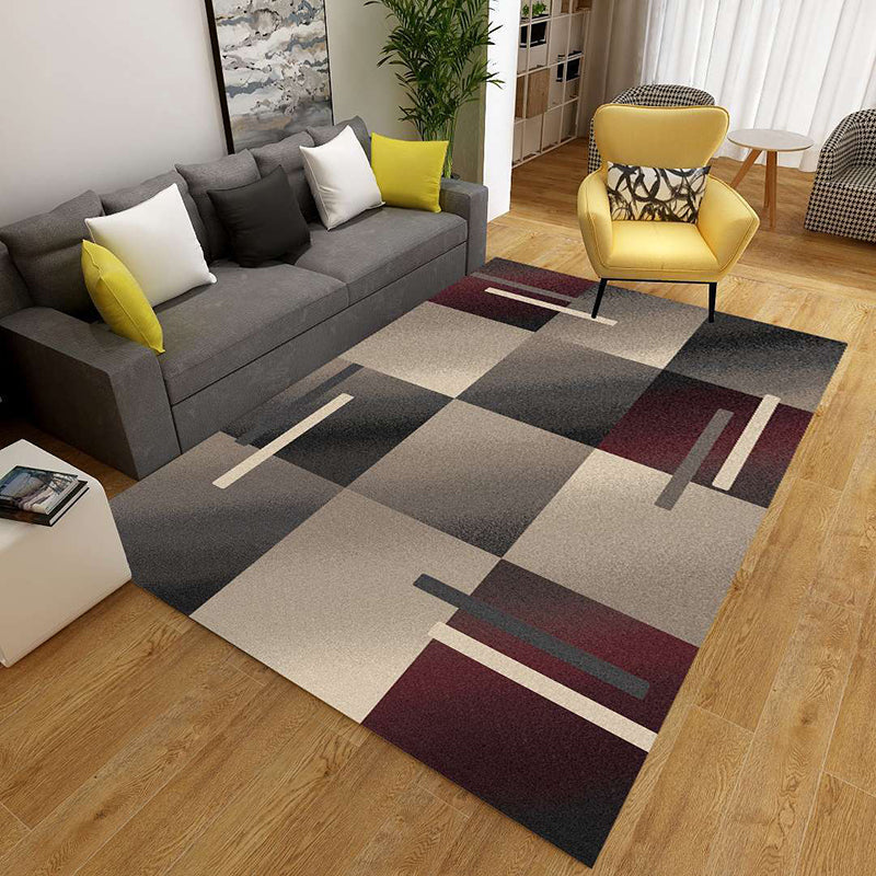 Minimalist 3D Geometrischer Teppich Mehrfarbiger Polypropylen Bereichsteppich Haustierfreundlich Rutschfest Maschinenwaschbarer Teppich für Große Räume