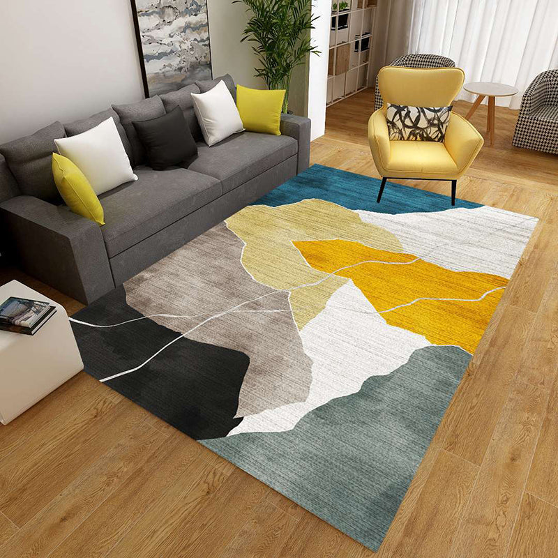 Minimalist 3D Geometrischer Teppich Mehrfarbiger Polypropylen Bereichsteppich Haustierfreundlich Rutschfest Maschinenwaschbarer Teppich für Große Räume