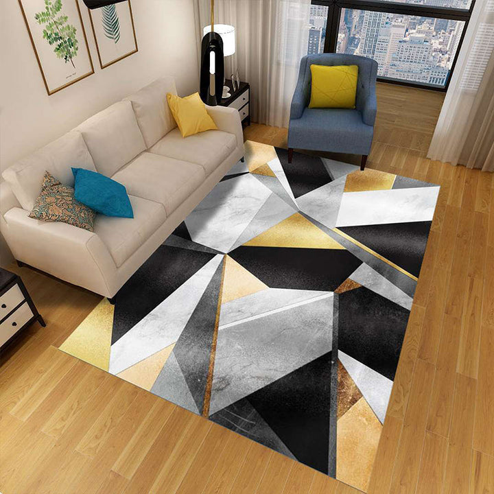 Minimalist 3D Geometrischer Teppich Mehrfarbiger Polypropylen Bereichsteppich Haustierfreundlich Rutschfest Maschinenwaschbarer Teppich für Große Räume