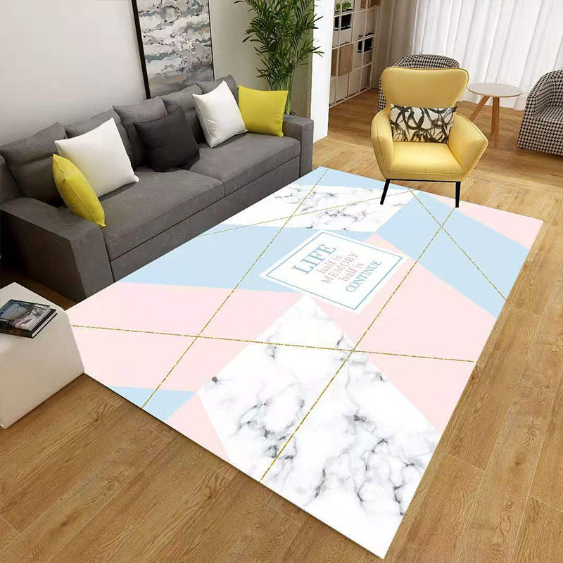 Minimalist 3D Geometrischer Teppich Mehrfarbiger Polypropylen Bereichsteppich Haustierfreundlich Rutschfest Maschinenwaschbarer Teppich für Große Räume