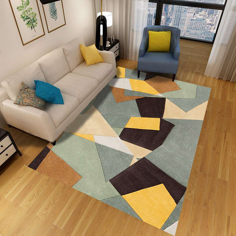 Minimalist 3D Geometrischer Teppich Mehrfarbiger Polypropylen Bereichsteppich Haustierfreundlich Rutschfest Maschinenwaschbarer Teppich für Große Räume